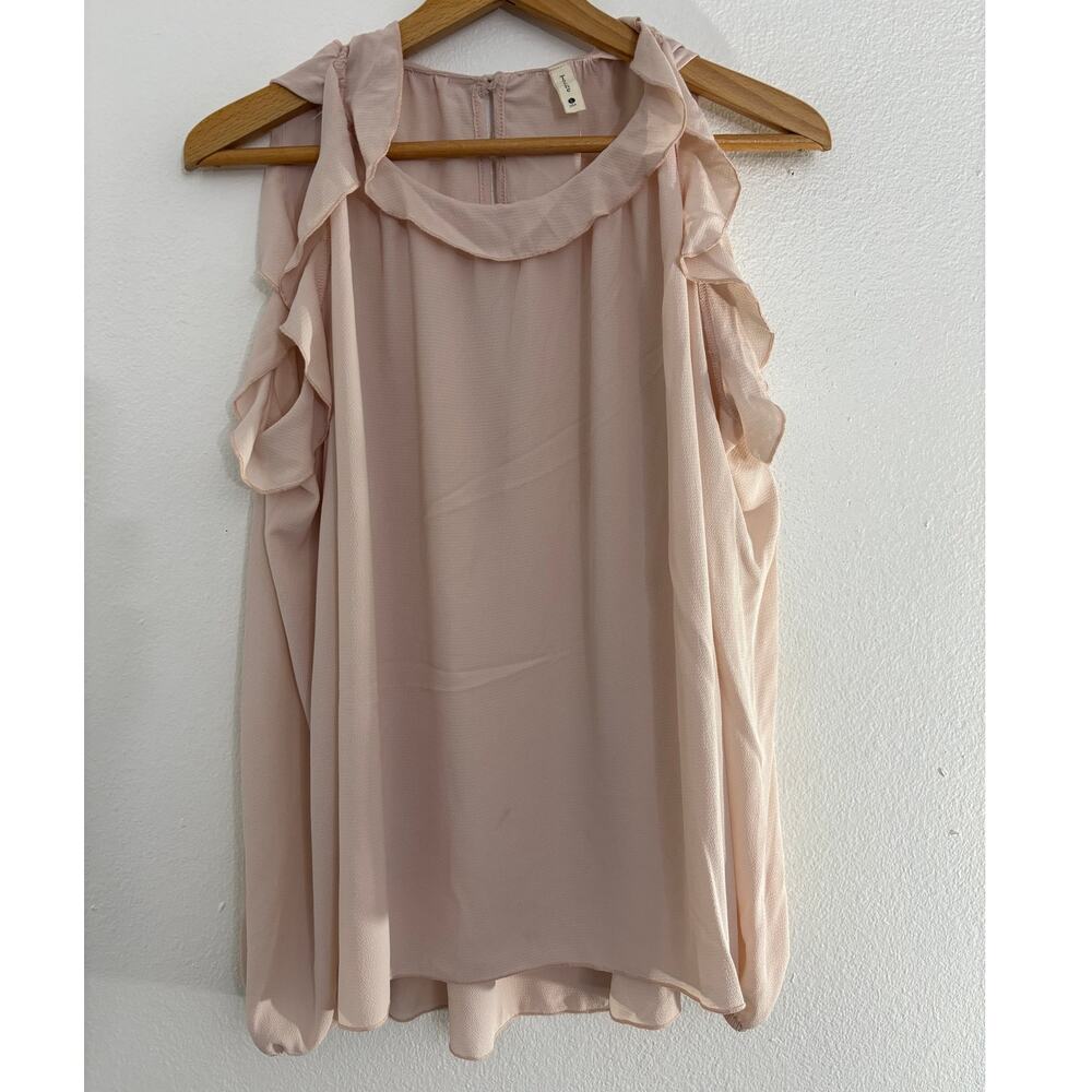 Tyche Sleeveless Blouse Pink Solid Lightweight Women Size L
